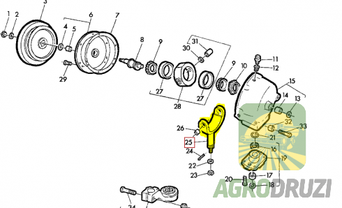 Вал вилка редуктора жатки (AGV) John Deere AE38050