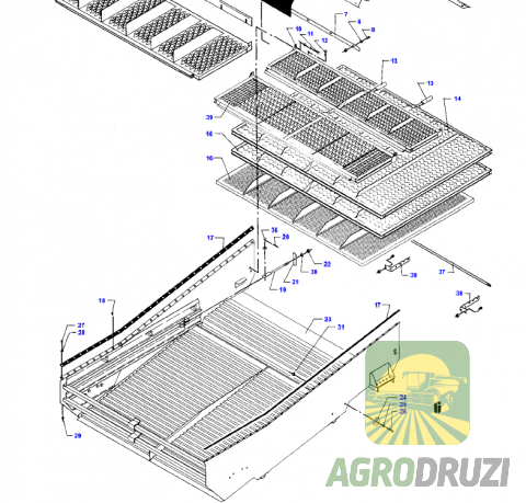 Сито жалюзійне нижнє оцинковане 1360x1250mm Massey Ferguson D28450554