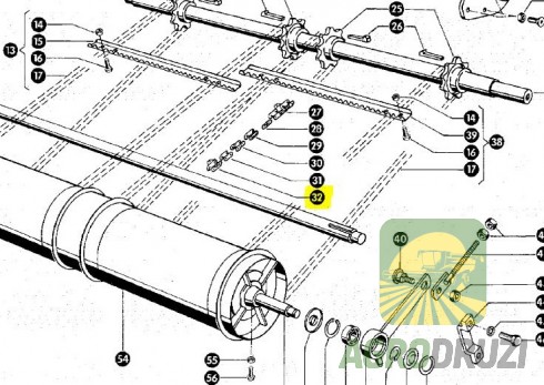 З’єднувальна ланка ланцюга похилої камери 38.4мм з вухами CLAAS 680494