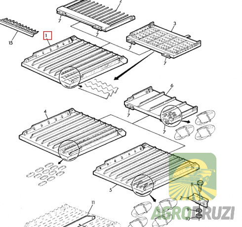 Сито жалюзійне верхнє 970x1270mm John Deere AZ28396