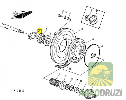 Муфта ступиця зірочки включення жатки Tarmo John Deere Z10037