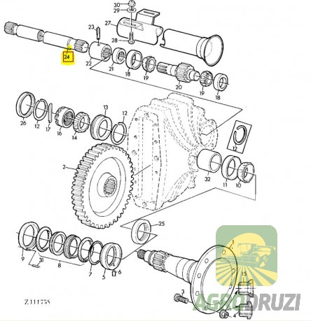 Піввісь права (AGV) L=295mm Z23 John Deere Z37938