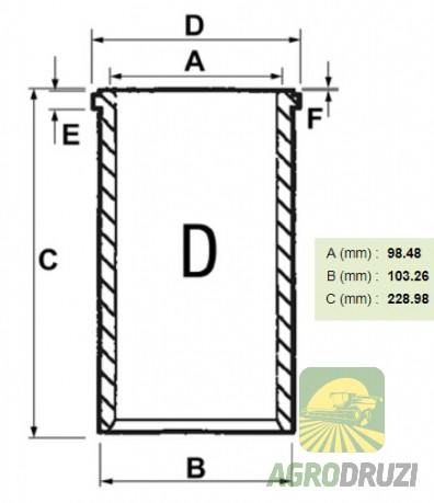 Гільза заготовка Sonne без бортика двигун Perkins 4.212, 4.236, 6.354 (fi98,48мм) 31358306