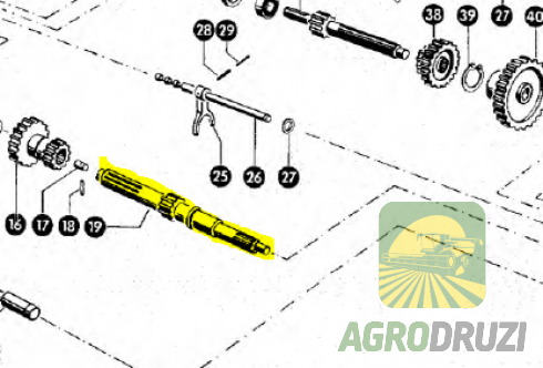 Вал зчеплення первинний (грубий фрез) L=465mm Z8/11 Claas Consul 712649