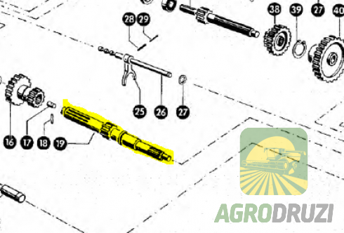 Вал зчеплення первинний (грубий фрез) L=465mm Z8/11 Claas Consul 712649 AGV