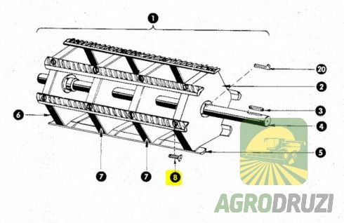 Болт бича, болт пальця жатки (під квадрат) 10x30mm міцн. 8.8 Claas 502511