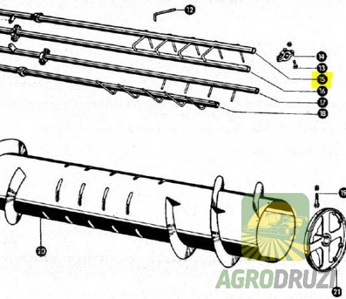 Трубка шнека з пальцями 1830мм (жатка 2,60 м) CLAAS 610468