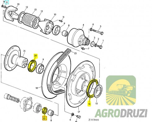 Ремкомплект варіатора барабана (до тарілок Z11528, Z11726) John Deere