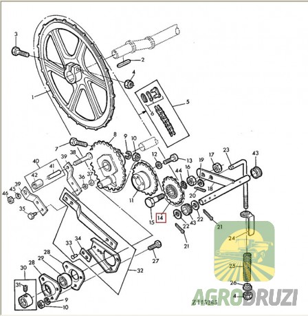 Зірочка Z62 на 4 отвори вала соломотрясів Tarmo John Deere Z12267