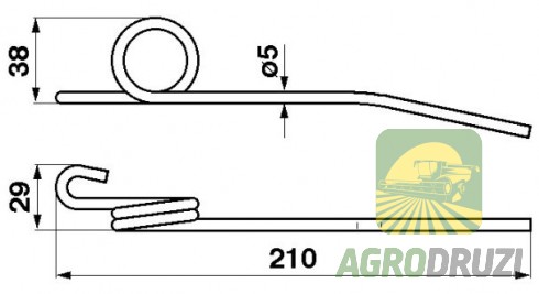 Палець пружинний мотовила (2 витки) не фарбовані JOHN DEERE Z20478