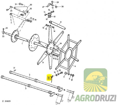Палець пружинний мотовила (2 витки) не фарбовані JOHN DEERE Z20478
