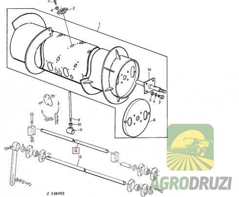 Вал кріплення пальців шнека John Deere Z32714