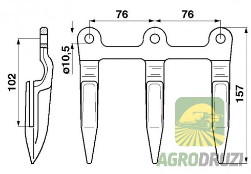 Палець жатки потрійний Tarmo John Deere H25603