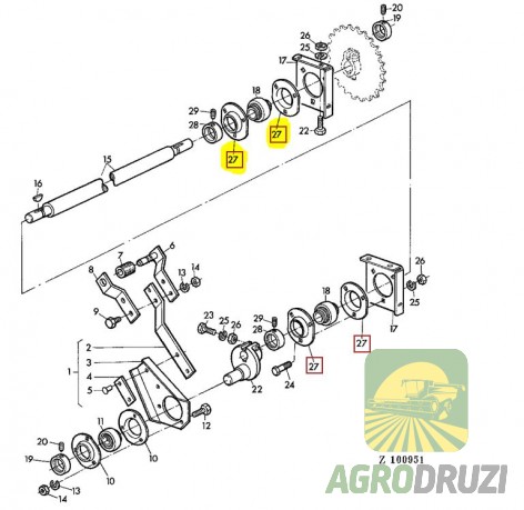 Корпус підшипника трикутний (половинка) John Deere P45502