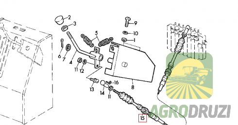 Трос вигрузки зерна L=3120mm John Deere AZ23671