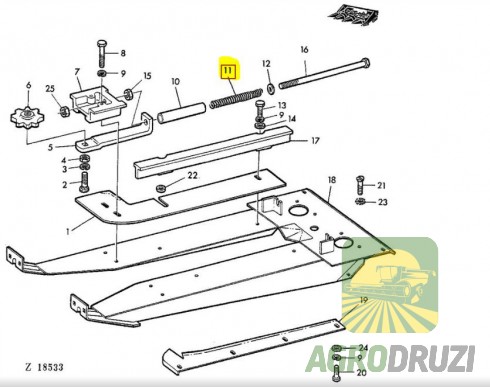 Пружина кукурудзяної жатки John Deere L=26cm N61703