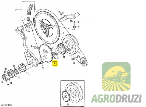 Зірочка приводу соломотрясів з ексцентриком Z29 John Deere Z11541