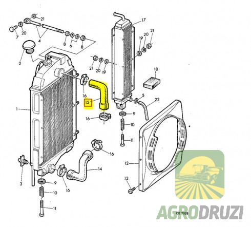 Патрубок шланг радіатора верхній d=45/48mm John Deere L31795