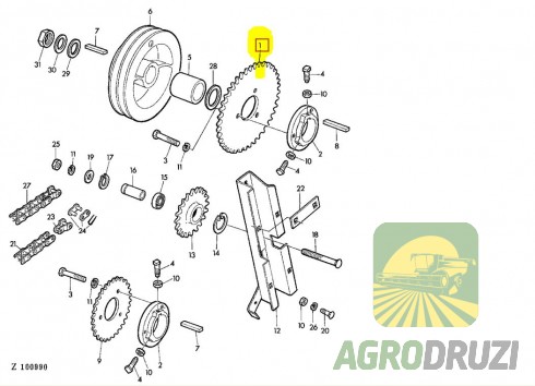 Зірочка Z20 з трьома отворами John Deere P46439