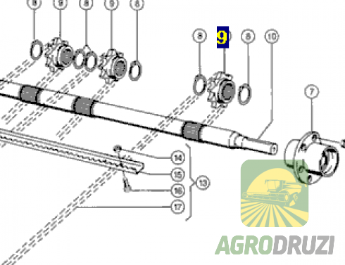 Зірочка похилої камери Z9 (на 28 шліців) Claas 650787