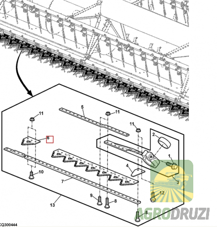 Сегмент коси жатки  RASSPE JOHN DEERE H201602