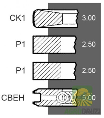 Кільця поршневі Bepco двигун Deutz F4L912, F6L912 (fi100) 02233074