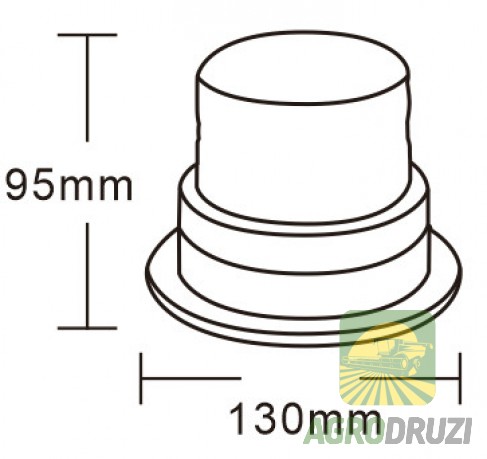 Проблисковий маячок для комбайнів та великогабаритних агрегатів 130x95mm (на магніт, 12-24V)