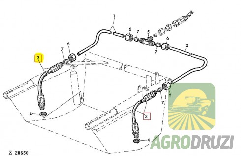 Шланг гідравлічний циліндра підйому мотовила (під ключ на 17/17) John Deere AZ12913