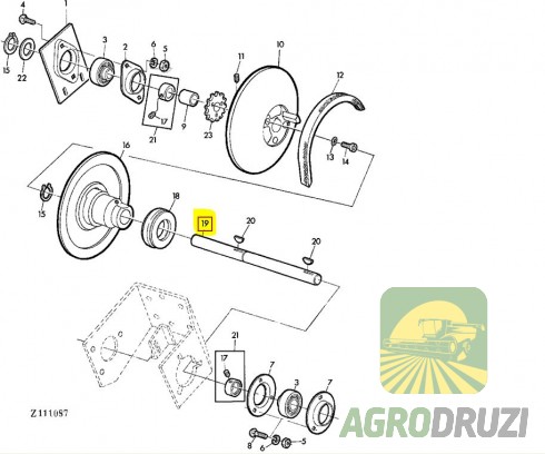 Вал варіатора вітру John Deere Z38087