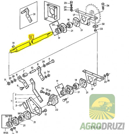 Вал грохота 35x1490mm John Deere Z41242