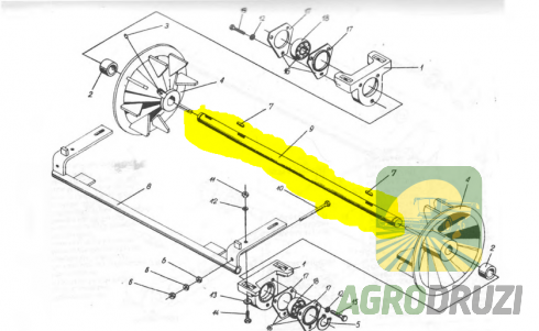 Вал верхній транспортера зілля L=108см fi30mm 5644/51-023