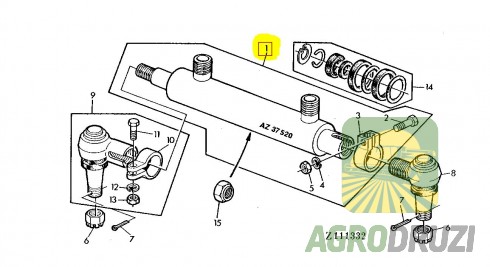 Циліндр поворотний кермування John Deere  AZ37520