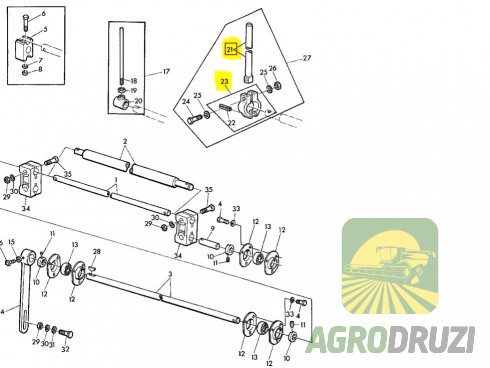 Палець шнека Z11366 + кріплення AH107066 JOHN DEERE