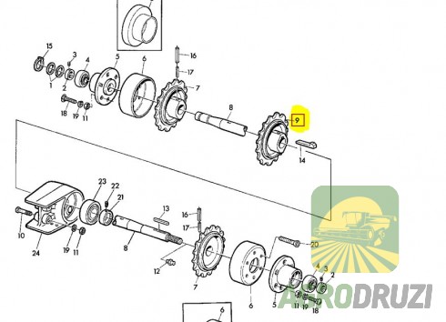 Зірочка похилої камери середня d=40mm Z14 John Deere Z11545