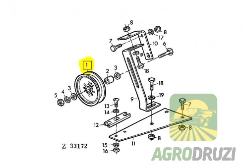 Шків натяжний з підшипником d=16mm John Deere AN30569