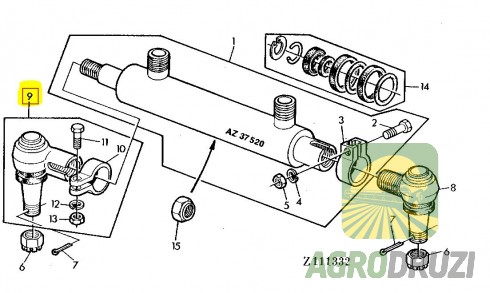 Накінечник рульового циліндра (AGV) шарова опора John Deere AZ28776