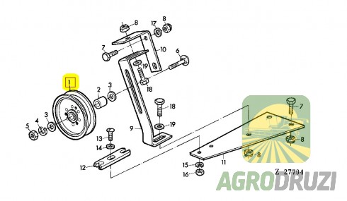 Натяжний ролик віялки комбайна fi18мм John Deere AP24917