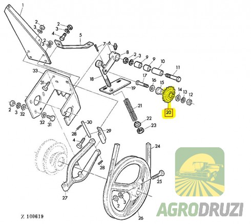Зірочка натяжна  Z13 крок 19.05мм John Deere (аналог) AZ27084