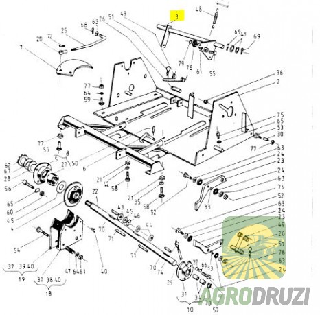 Вал за апаратами (біля апаратів) з вухами і роликом Original Sipma 5223-070-530