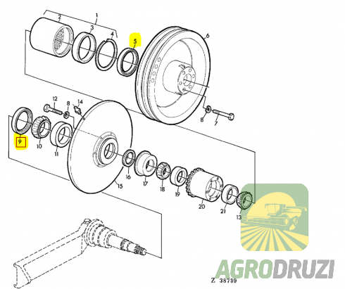 Ремкомплект ходового варіатора John Deere (до тарілок H84667, H84668)