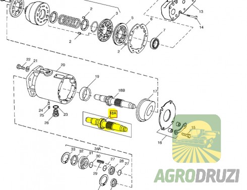 Вал мотора гідростатики John Deere AH133661