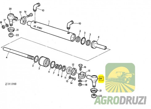 Накінечник рульового циліндра (JAG) шарова опора John Deere AH75396