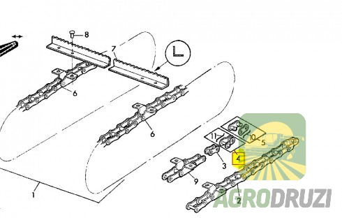 Перехідна ланка ланцюга S51 John Deere AL15482