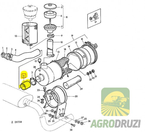 Патрубок повітряного фільтра (конічний) John Deere Z36936