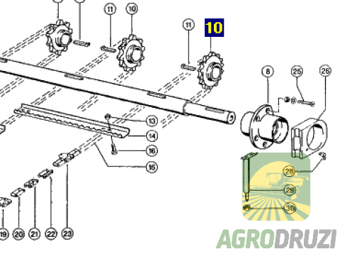Зірочка похилої камери Z11 (на 28 шліців) Claas 630635