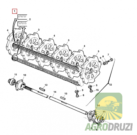 Пара бичів L=1280mm 5+5 отворів ( БОЛТИ 19M7285+19M7744)  Kan Meta John Deere DQ43066+DQ43067