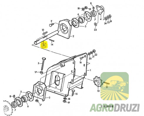 Вал елеватора Tarmo L=215mm John Deere Z20696