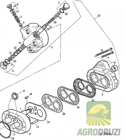 Комплект шестерень помпи гідравліки Z10 John Deere AZ21283