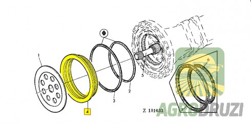 Гальмівний диск прижимний (ступиця, поршень гальм) John Deere Z11111