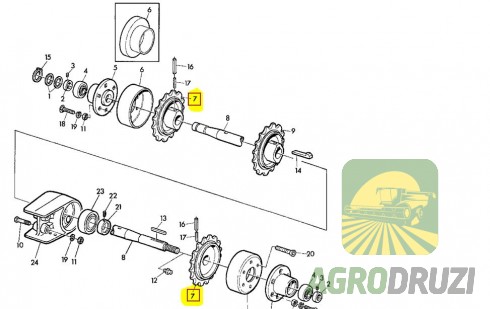 Зірочка похилої камери зовнішня на шплінт Z14 fi40 John Deere Z11544